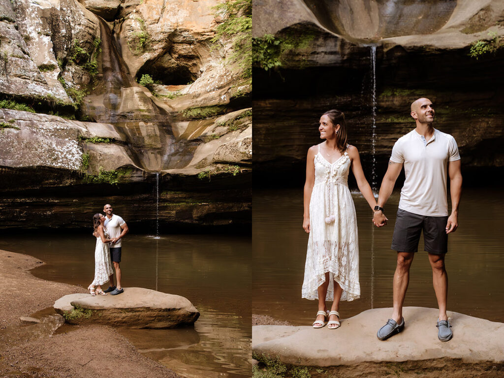 Hocking Hills Anniversary Portrait Session Ohio 1st 5th 10th 15th 20th 25th year celebration photos nature old mans cave ash cave cabin lodging cozy trees forest