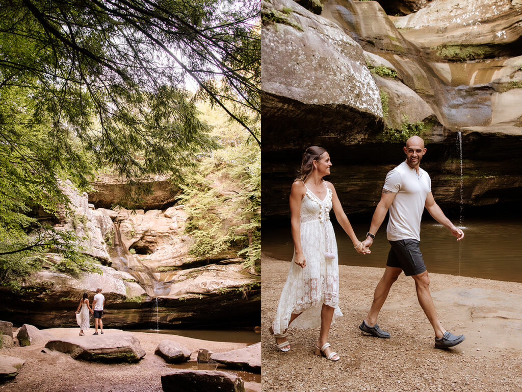 Hocking Hills Anniversary Portrait Session Ohio 1st 5th 10th 15th 20th 25th year celebration photos nature old mans cave ash cave cabin lodging cozy trees forest