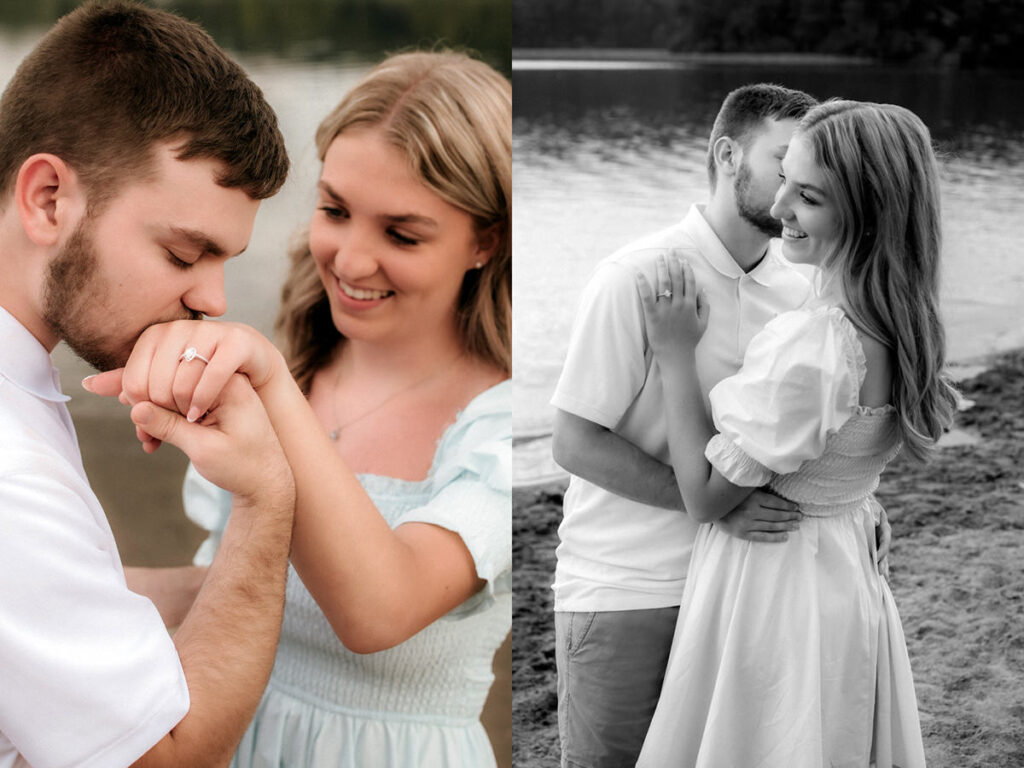 Lake Logan Hocking Hills Romantic Summer Engagement Beach Session