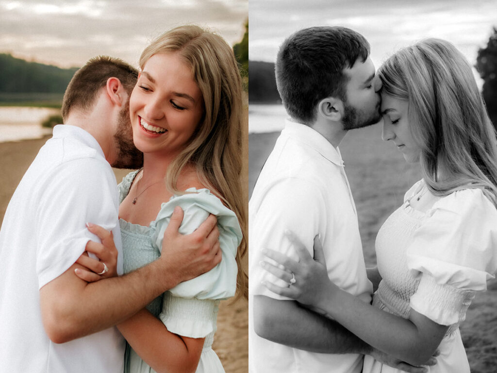 Lake Logan Hocking Hills Romantic Summer Engagement Beach Session