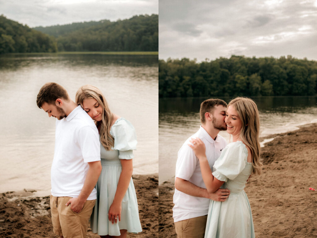 Lake Logan Hocking Hills Romantic Summer Engagement Beach Session