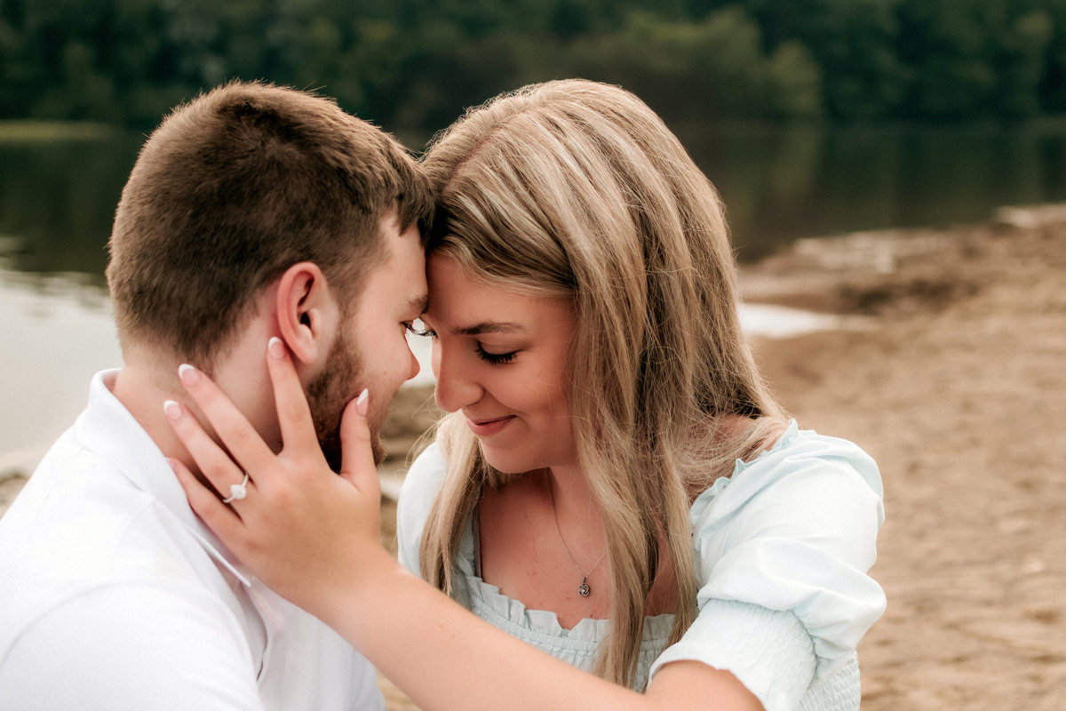 Lake Logan Hocking Hills Romantic Summer Engagement Beach Session