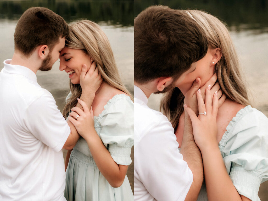 Lake Logan Hocking Hills Romantic Summer Engagement Beach Session