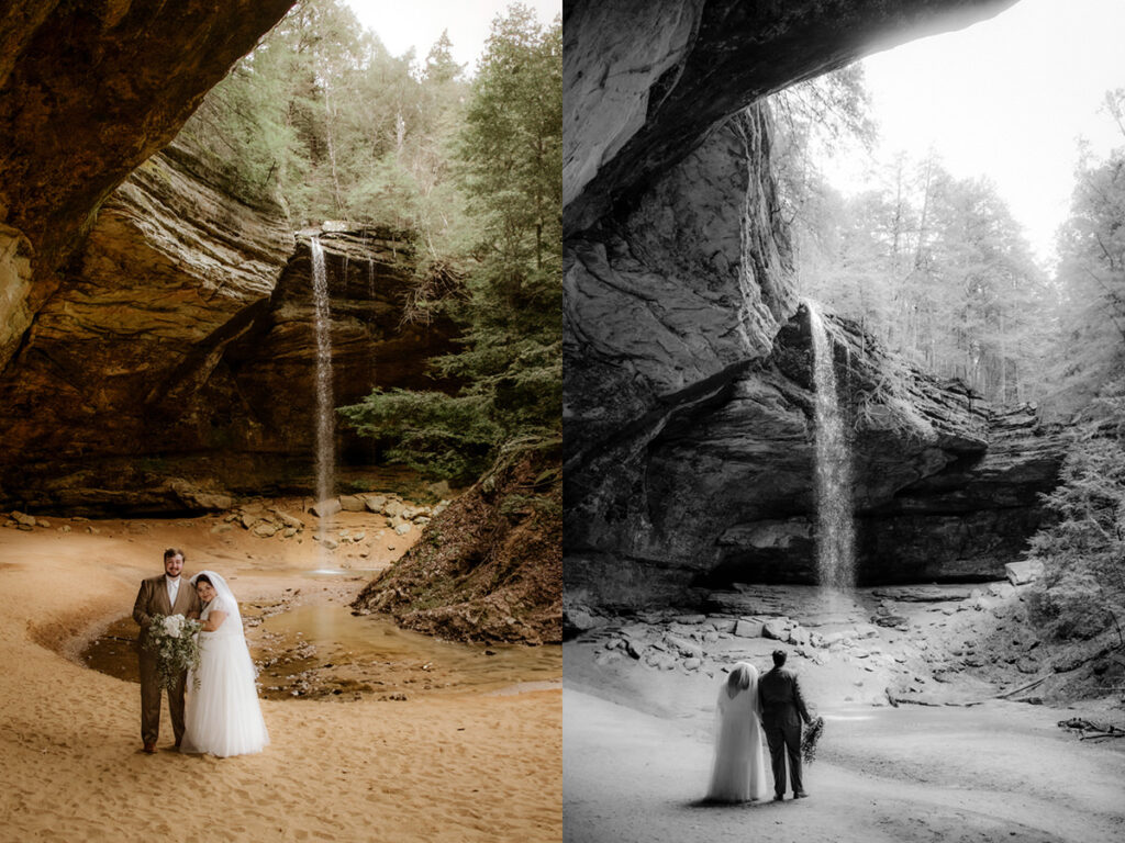 rainy ash cave Conkles Hollow hocking hills ohio wedding elopement