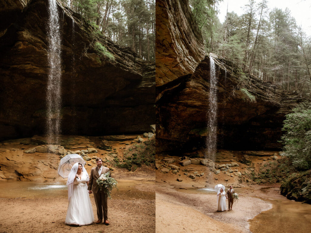 rainy ash cave Conkles Hollow hocking hills ohio wedding elopement