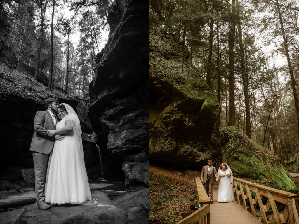 rainy ash cave Conkles Hollow hocking hills ohio wedding elopement