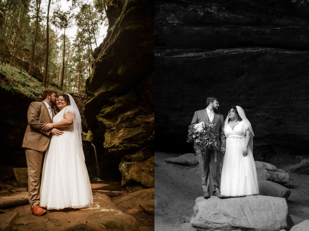 rainy ash cave Conkles Hollow hocking hills ohio wedding elopement