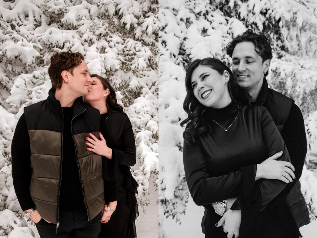 Winter Ash Cave Hocking Hills Ohio Iceland Engagement Session Waterfall Snow