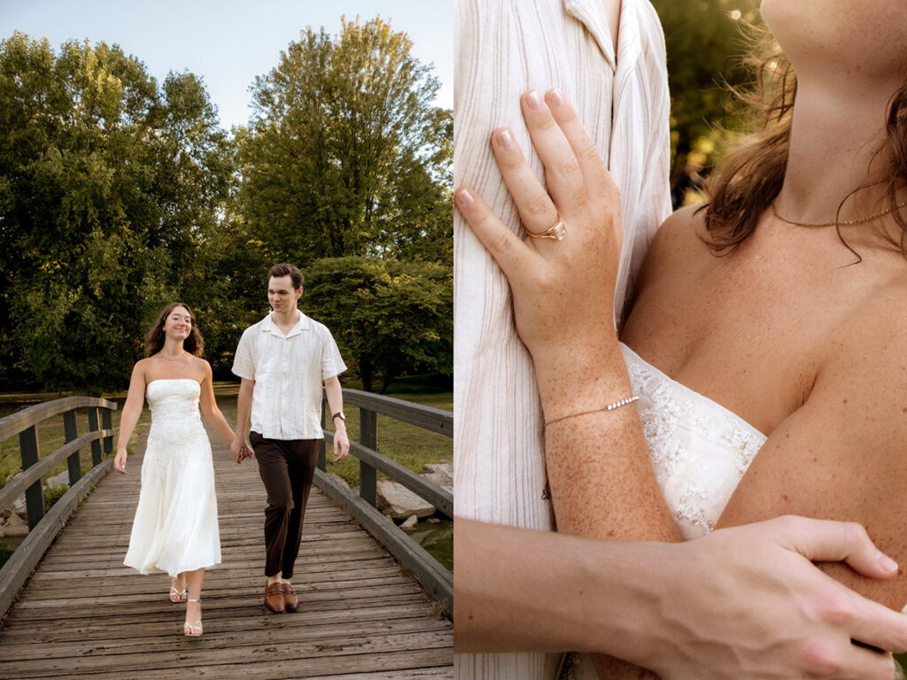 Schiller Park Columbus Ohio Engagement Photos Elizabeth Nihiser Photography Romantic Comedy Central Park Cute Whimsical Fun Love Joy Happy Beautiful Artistic Film Motion Blur Classic Modern Golden Hour Dress Outfit Inspo Inspiration Pinterest Travel Best Ring