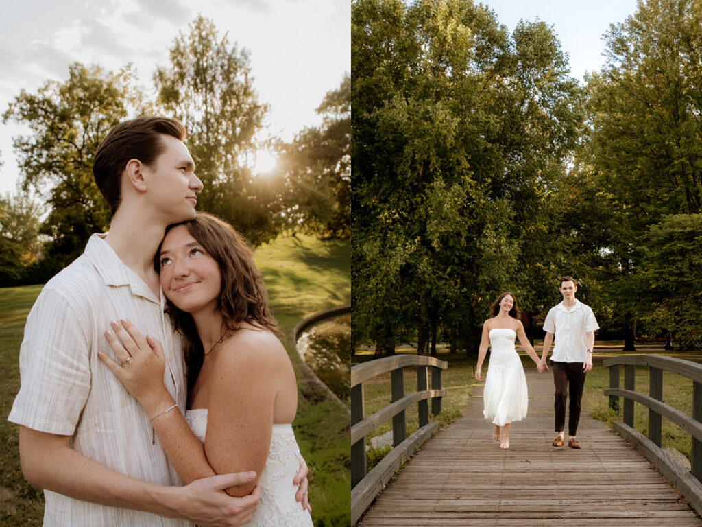 Schiller Park Columbus Ohio Engagement Photos Elizabeth Nihiser Photography Romantic Comedy Central Park Cute Whimsical Fun Love Joy Happy Beautiful Artistic Film Motion Blur Classic Modern Golden Hour Dress Outfit Inspo Inspiration Pinterest Travel Best Ring
