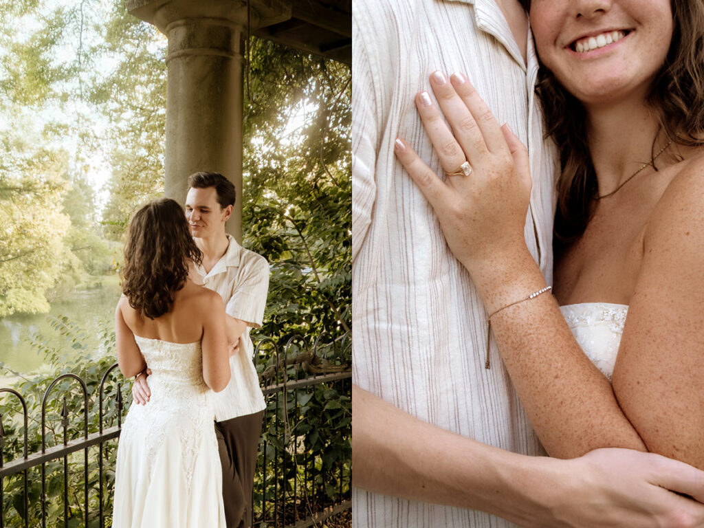 Schiller Park Columbus Ohio Engagement Photos Elizabeth Nihiser Photography Romantic Comedy Central Park Cute Whimsical Fun Love Joy Happy Beautiful Artistic Film Motion Blur Classic Modern Golden Hour Dress Outfit Inspo Inspiration Pinterest Travel Best Ring