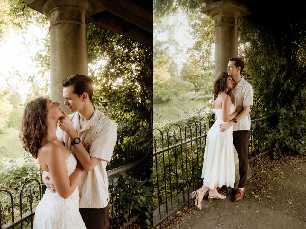 Schiller Park Columbus Ohio Engagement Photos Elizabeth Nihiser Photography Romantic Comedy Central Park Cute Whimsical Fun Love Joy Happy Beautiful Artistic Film Motion Blur Classic Modern Golden Hour Dress Outfit Inspo Inspiration Pinterest Travel Best Ring