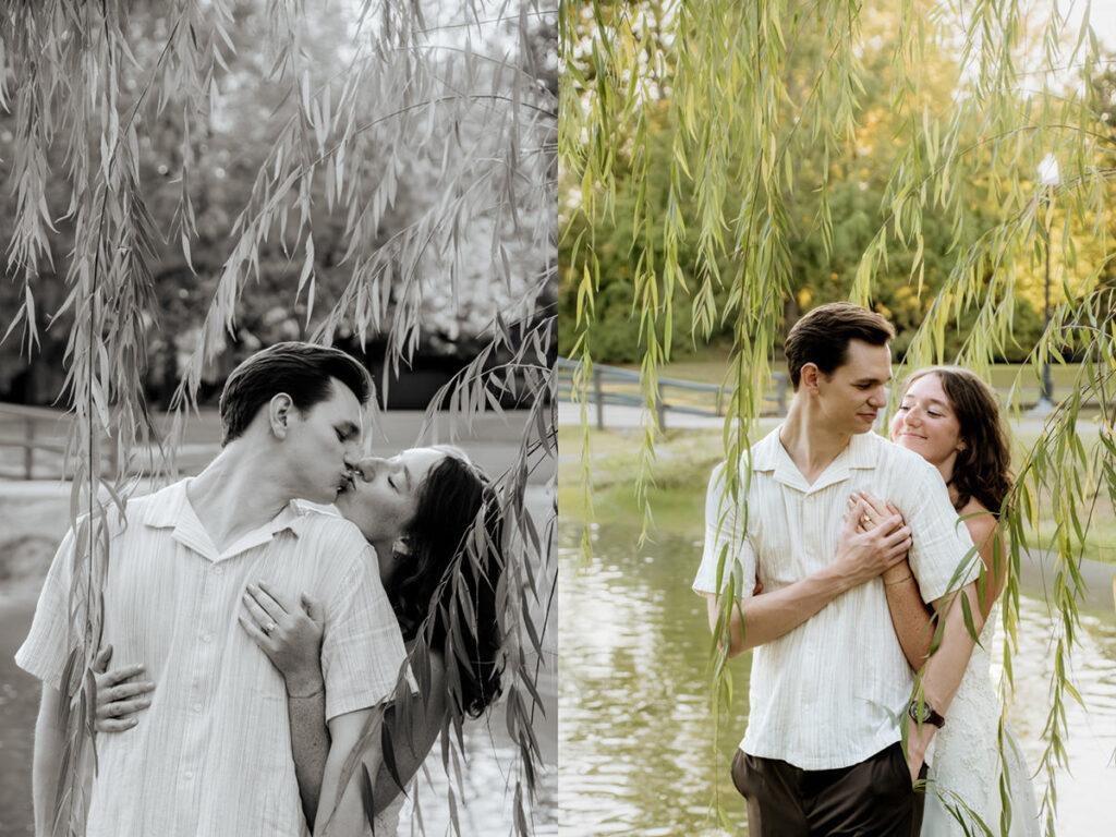 Schiller Park Columbus Ohio Engagement Photos Elizabeth Nihiser Photography Romantic Comedy Central Park Cute Whimsical Fun Love Joy Happy Beautiful Artistic Film Motion Blur Classic Modern Golden Hour Dress Outfit Inspo Inspiration Pinterest Travel Best Ring