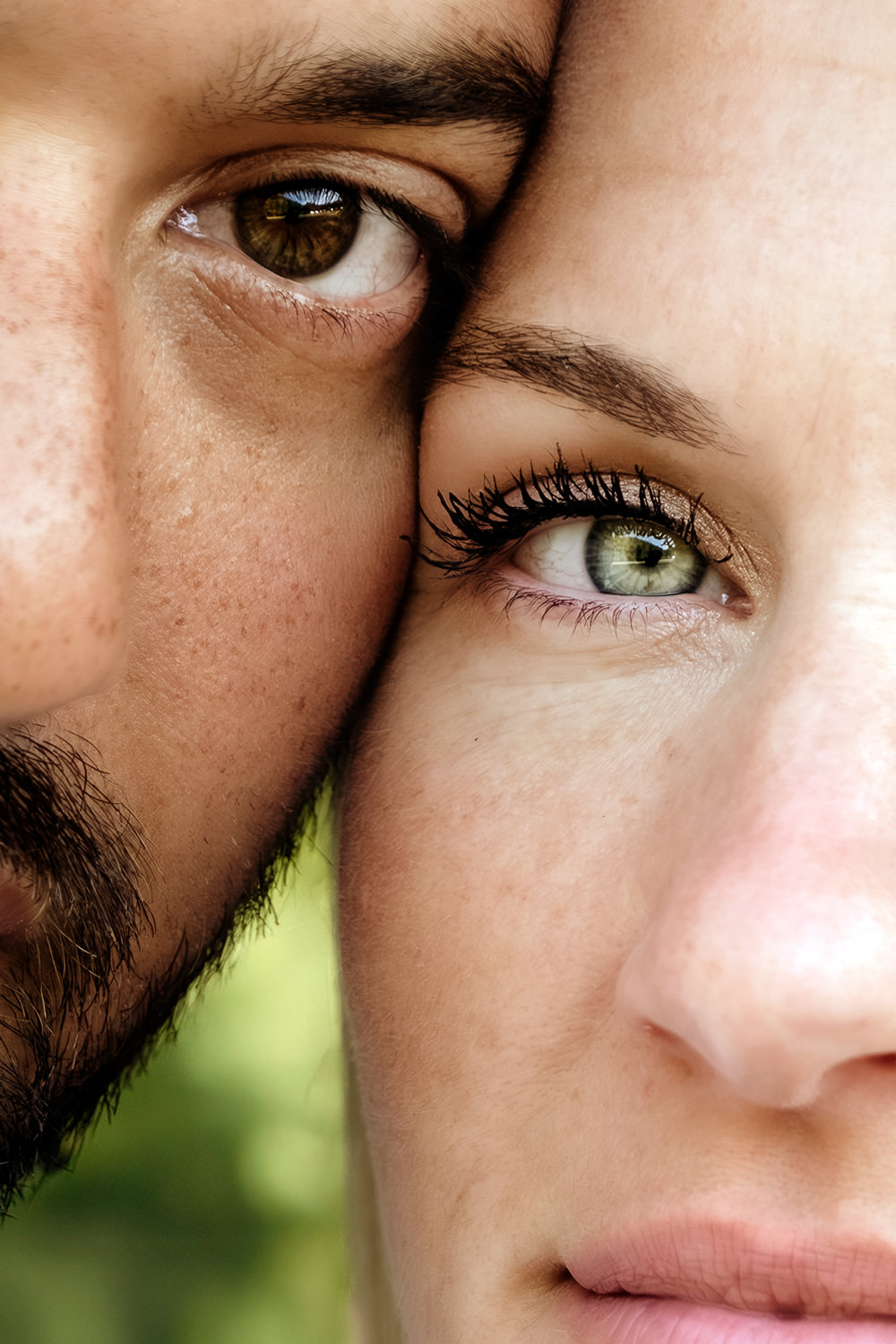 Close-up artistic crop of a Filipino groom and blonde bride sharing a quiet moment, emphasizing the emotion of their elopement day.