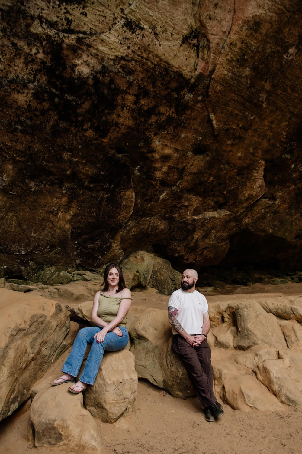 A Wes Anderson inspired portrait taken at Ash Cave in the Hocking Hills.