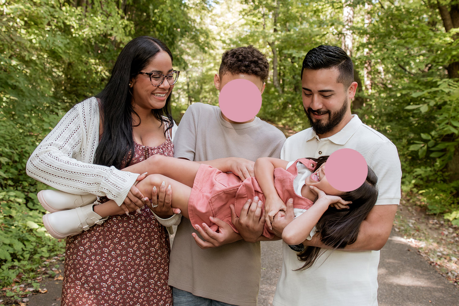 A black and Mexican blended family gets cute photos taken in the Hocking Hills Ohio.