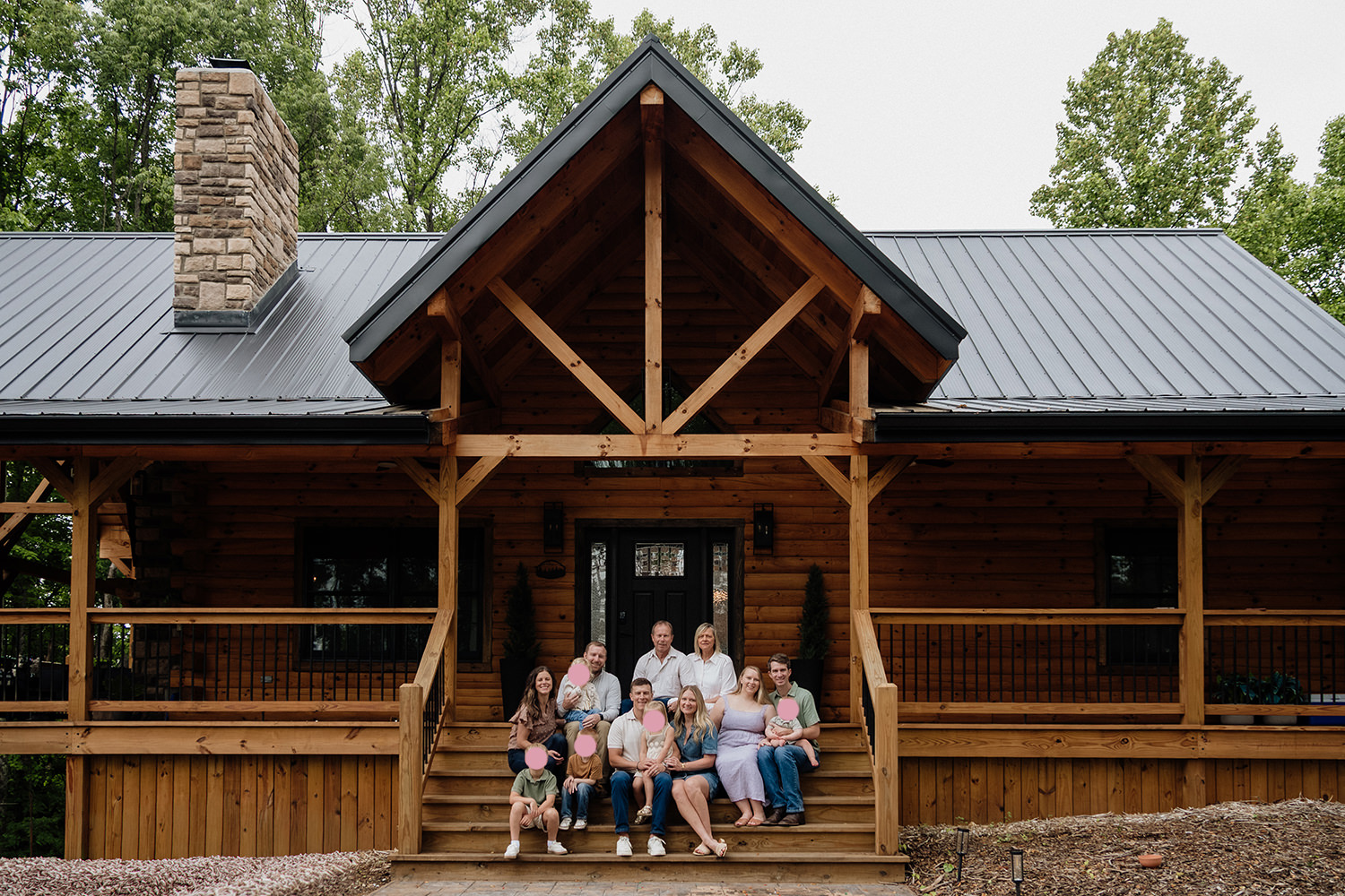 Hocking Hills Ohio Extended Family Cabin Photo Session Sunset Lodge