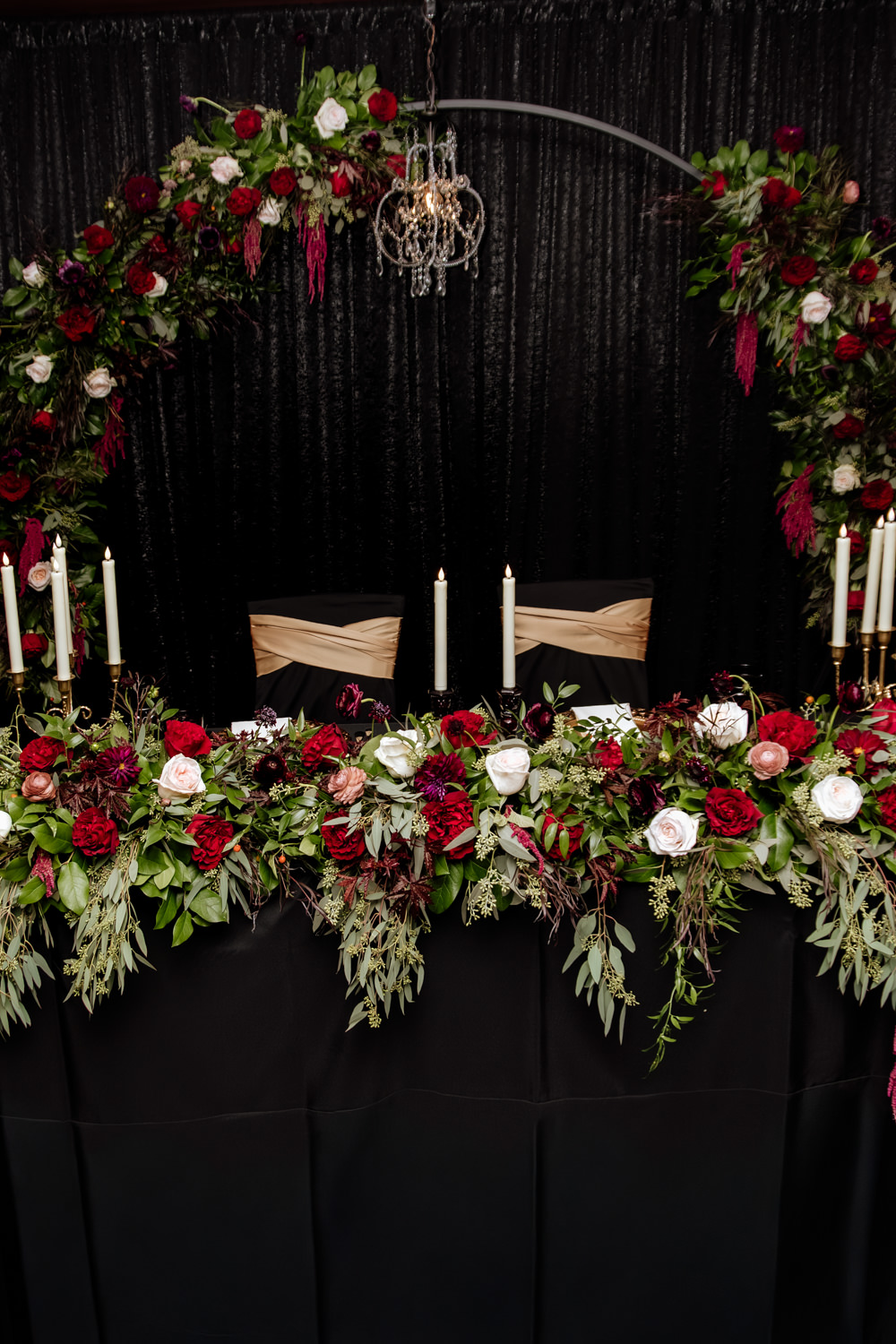 Table design for a wedding reception at Cuyahoga Sheraton.